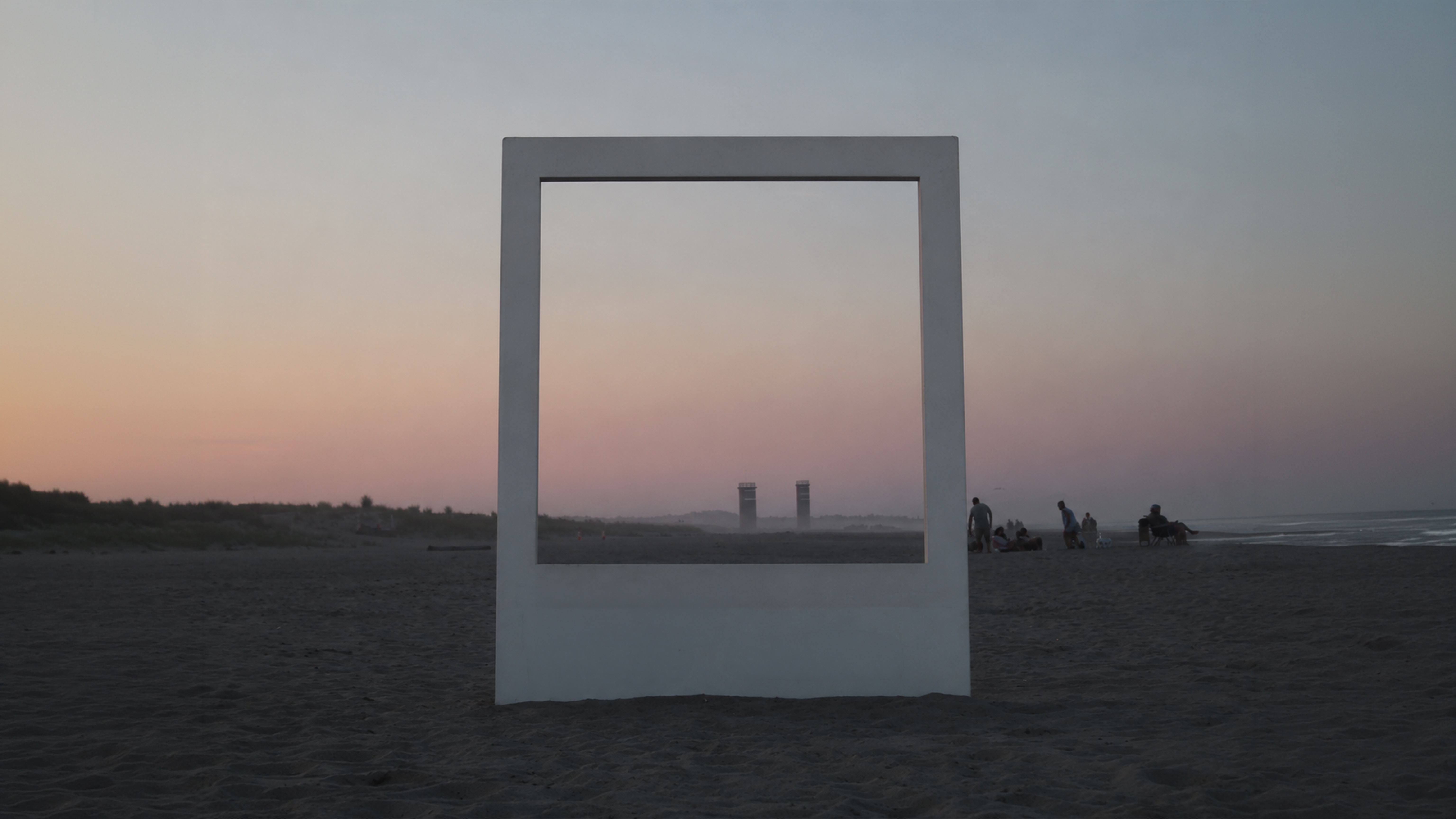 Beach scene viewed through a Polaroid frame — Polaroid Frame the Moment guerrilla campaign